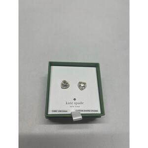 Kate Spade "My Love" Cubic Zirconia" Heart Stud Earrings, New in Box